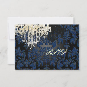 PixDezines rsvp Midnight Blue+black/Chandelier Kaartje