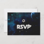PixDezines RSVP Midnight Sky Bar Mitzvah ✡ Kaart (Voorkant)