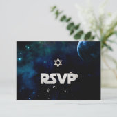 PixDezines RSVP Midnight Sky Bar Mitzvah ✡ Kaart (Staand voorkant)