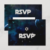 PixDezines RSVP Midnight Sky Bar Mitzvah ✡ Kaart (Voorkant / Achterkant)