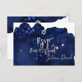 PixDezines RSVP Midnight Sky Bar Mitzvah ✡ Kaart (Voorkant / Achterkant)