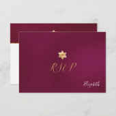 PixDezines RSVP minimalist Dahlia Red Mitzvah ✡ (Voorkant / Achterkant)