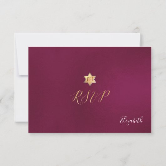 PixDezines RSVP minimalist Dahlia Red Mitzvah ✡ Kaartje (Voorkant)
