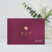 PixDezines RSVP minimalist Dahlia Red Mitzvah ✡ Kaartje (Staand voorkant)