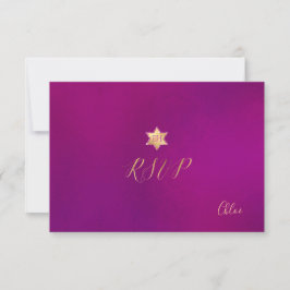 PixDezines RSVP minimalistische Fuschia Mitzvah ✡ Kaartje