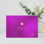 PixDezines RSVP minimalistische Magenta Mitzvah ✡ (Staand voorkant)
