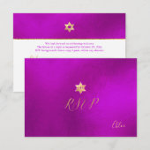 PixDezines RSVP minimalistische Magenta Mitzvah ✡ (Voorkant / Achterkant)