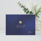 PixDezines RSVP minimalistische Navy Blue Mitzvah (Staand voorkant)