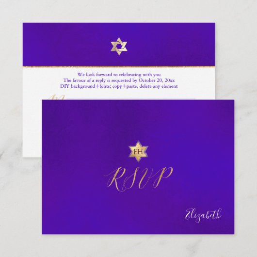 PixDezines RSVP minimalistische ultraviolette Mitz Kaartje (Voorkant / Achterkant)