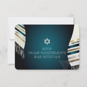 PixDezines RSVP Mitzvah/blauwgroen tallit/diy acht