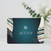 PixDezines RSVP Mitzvah/blauwgroen tallit/diy acht Kaart (Staand voorkant)