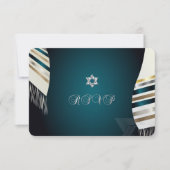 PixDezines RSVP Mitzvah/blauwgroen tallit/diy acht Kaart (Voorkant)