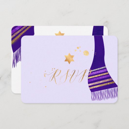 PixDezines rsvp mitzvah/Paarse Tallit (Voorkant / Achterkant)