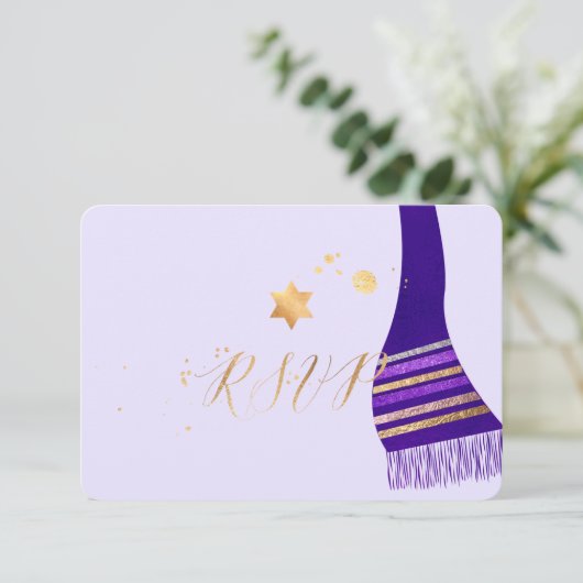 PixDezines rsvp mitzvah/Paarse Tallit (Staand voorkant)