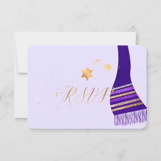 PixDezines rsvp mitzvah/Paarse Tallit (Voorkant)
