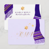 PixDezines rsvp mitzvah/Paarse Tallit Kaartje (Voorkant / Achterkant)