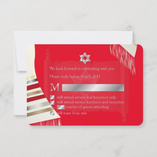 PixDezines RSVP MITZVAH/RED TALLIT/DIY Background (Achterkant)