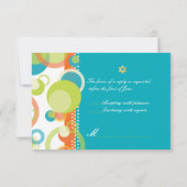 PixDezines rsvp/Mod Bubbles, Bat Mitzvah/Blauwgroe RSVP Kaartje (Achterkant)