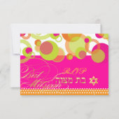 PixDezines rsvp/Mod Bubbles, Bat Mitzvah RSVP Kaartje (Voorkant)