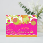 PixDezines rsvp/Mod Bubbles, Bat Mitzvah RSVP Kaartje (Staand voorkant)