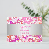 PixDezines rsvp mod stars/bar mitswa/roze/zilver (Staand voorkant)