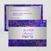 PixDezines rsvp mod stars/bar mitswa/violet Kaartje (Voorkant / Achterkant)