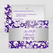 PixDezines rsvp mod stars/bar mitswa/violet Kaartje (Voorkant / Achterkant)