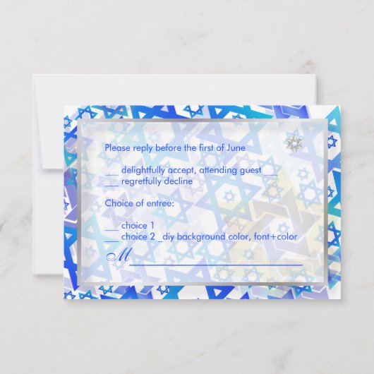 PixDezines rsvp mod sterren/bar mitzvah/blue/zilve (Achterkant)