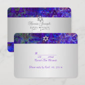 PixDezines rsvp/mod sterren/Mitzvah/violet/zilver RSVP Kaartje (Voorkant / Achterkant)