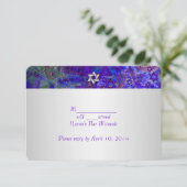 PixDezines rsvp/mod sterren/Mitzvah/violet/zilver RSVP Kaartje (Staand voorkant)