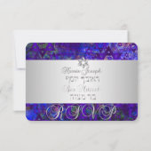 PixDezines rsvp/mod sterren/Mitzvah/violet/zilver RSVP Kaartje (Achterkant)