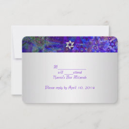 PixDezines rsvp/mod sterren/Mitzvah/violet/zilver RSVP Kaartje