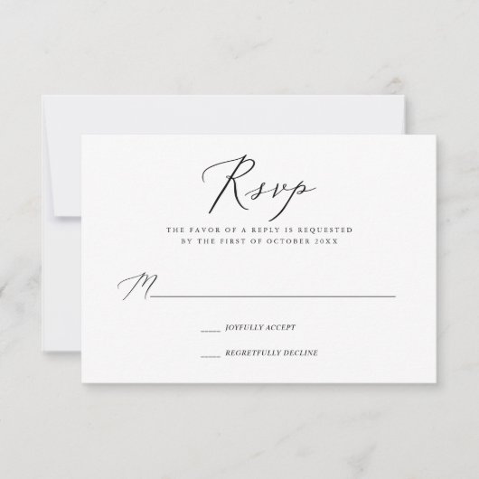 PixDezines RSVP, moderne elegante kalligrafie RSVP Kaartje (Voorkant)