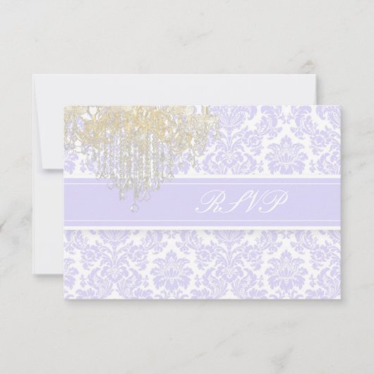 PixDezines rsvp moiré damask+Chandelier/paars Kaartje (Voorkant)