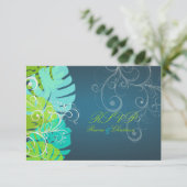PixDezines rsvp Monstera/Lime+Aqua Kaartje (Staand voorkant)