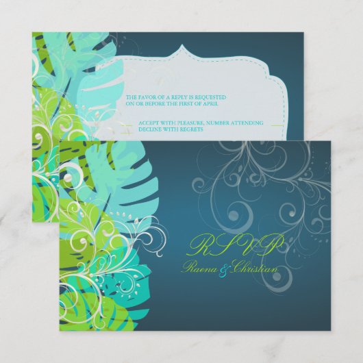 PixDezines rsvp Monstera/Limoen+Aqua (Voorkant / Achterkant)