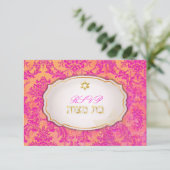 PixDezines rsvp natasha damask/Bat Mitzvah Kaart (Staand voorkant)