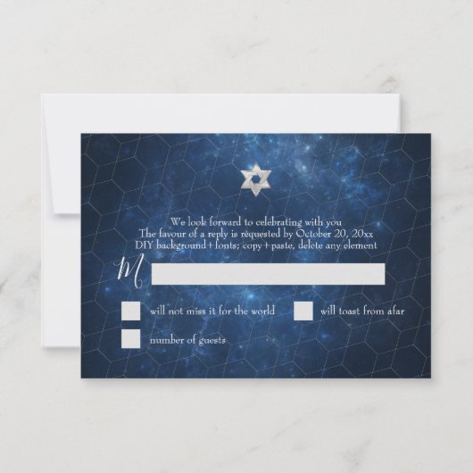 PixDezines RSVP Nebula Galaxy Space Bar Mitzvah ✡ (Achterkant)