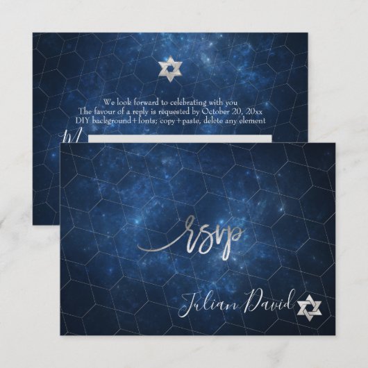 PixDezines RSVP Nebula Galaxy Space Bar Mitzvah ✡ (Voorkant / Achterkant)
