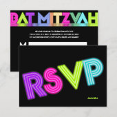 PixDezines RSVP Neon Lights Bat Mitzvah ✡ (Voorkant / Achterkant)