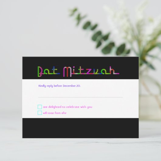 PixDezines RSVP Neon Lights/Vegas/Bat Mitzvah (Staand voorkant)