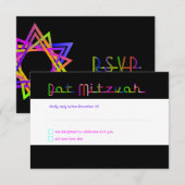 PixDezines RSVP Neon Lights/Vegas/Bat Mitzvah (Voorkant / Achterkant)
