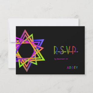 PixDezines RSVP Neon Lights/Vegas/Bat Mitzvah Kaartje