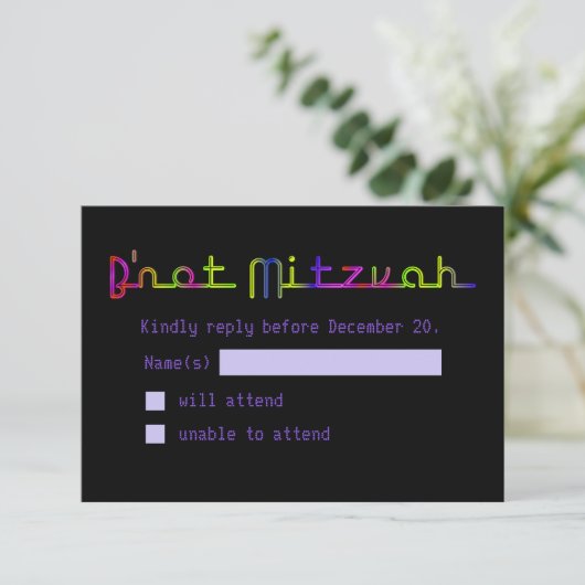 PixDezines RSVP Neon Sign B'not Mitzvah (Staand voorkant)