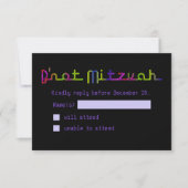 PixDezines RSVP Neon Sign B'not Mitzvah Kaartje (Voorkant)