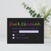 PixDezines RSVP Neon Sign B'not Mitzvah Kaartje (Staand voorkant)
