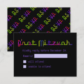 PixDezines RSVP Neon Sign B'not Mitzvah Kaartje (Voorkant / Achterkant)