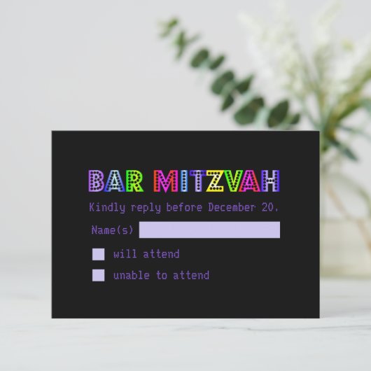 PixDezines RSVP Neon Sign Mitzvah (Staand voorkant)