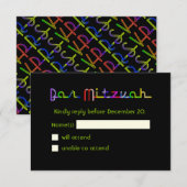 PixDezines RSVP Neonlichten/Vegas stijl/Mitzvah Kaartje (Voorkant / Achterkant)
