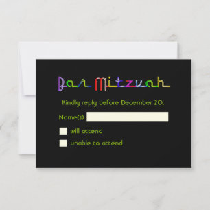 PixDezines RSVP Neonlichten/Vegas stijl/Mitzvah Kaartje